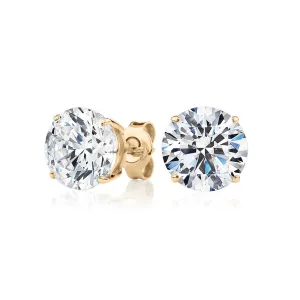 Round Brilliant stud earrings with 6 carats* of diamond simulants in 10 carat yellow gold