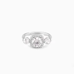 Round Stoned Silver Open Ring