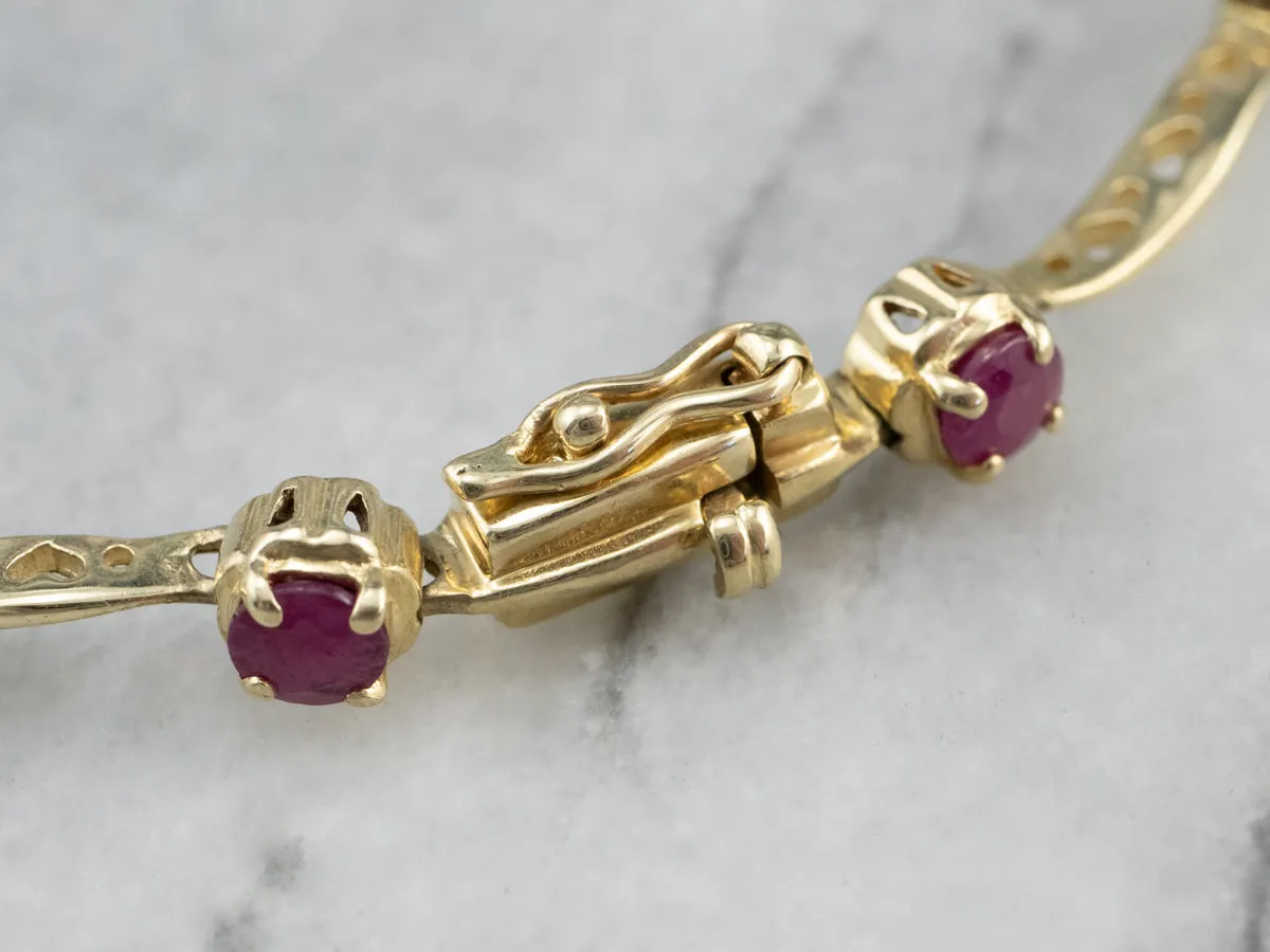 Ruby Gold Curved Link Bracelet