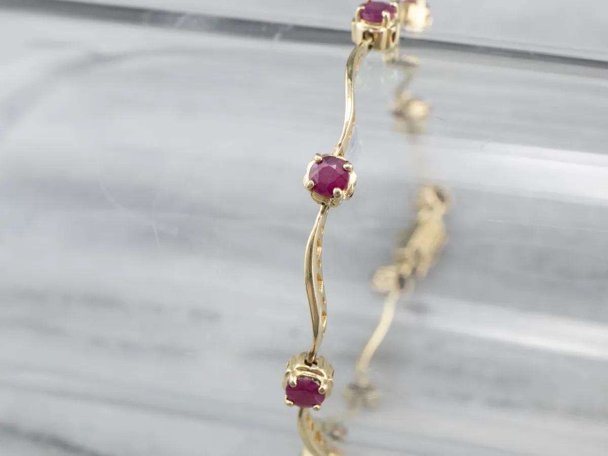 Ruby Gold Curved Link Bracelet