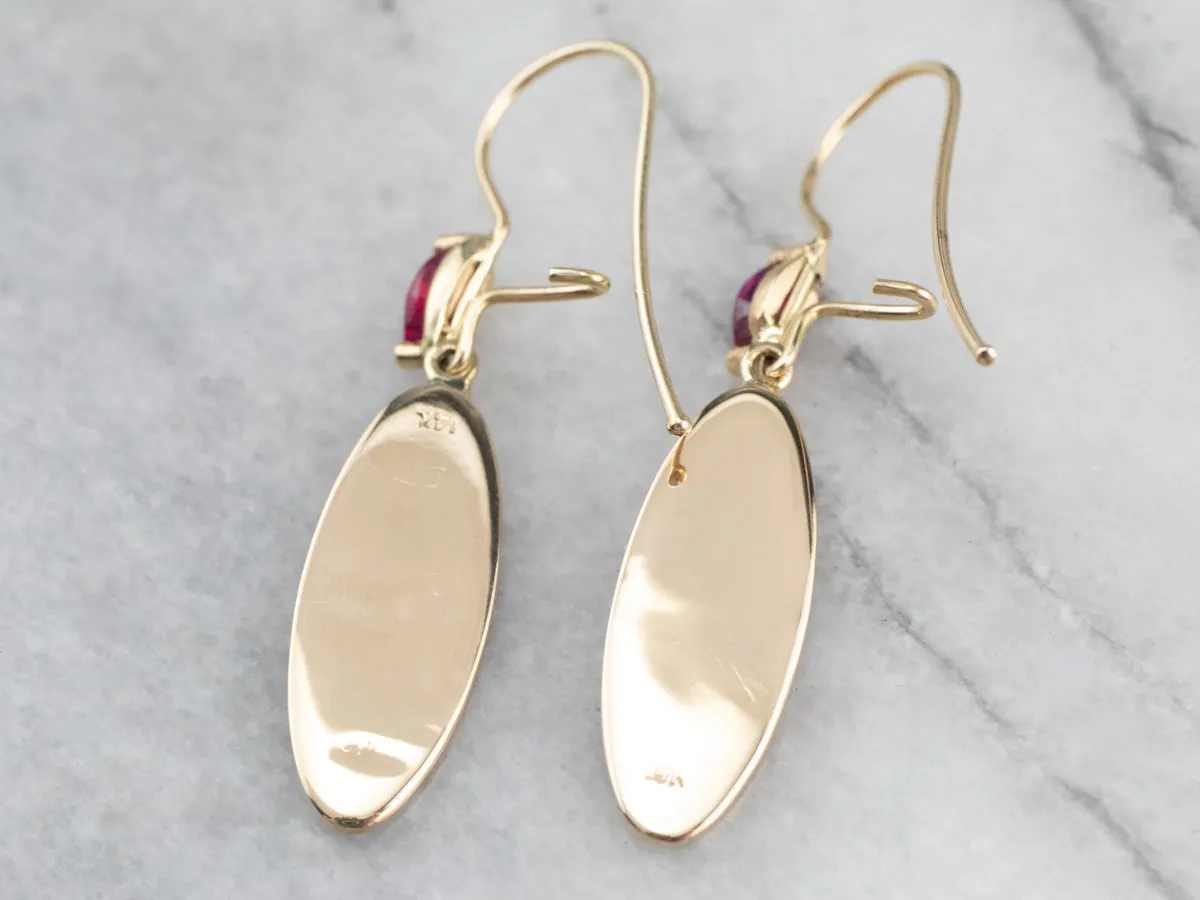 Ruby Gold Disk Drop Earrings