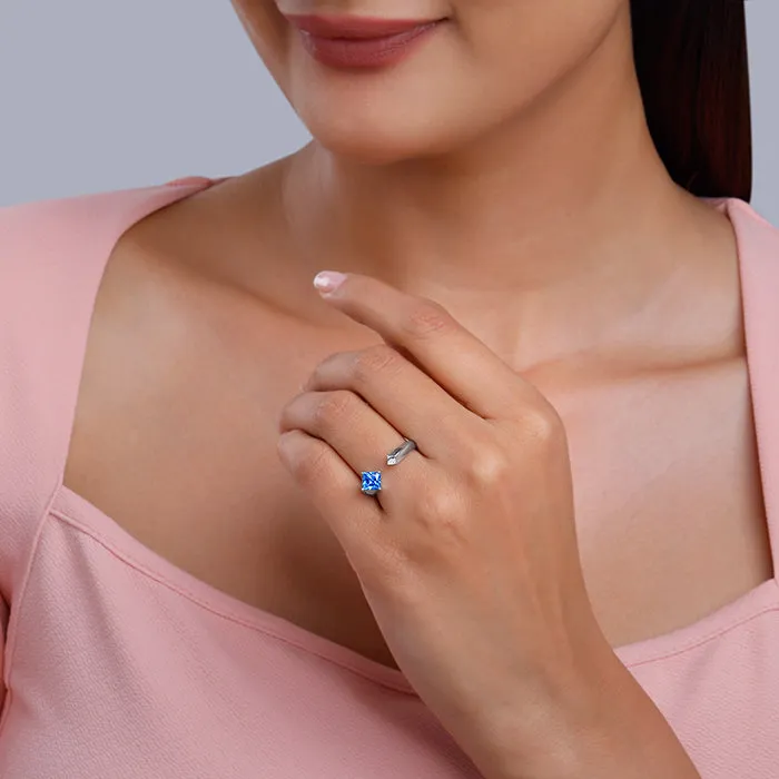 Silver Bright Azure Ring