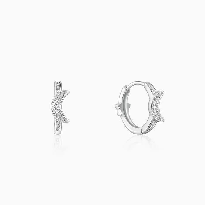 Silver Half Moon Hoop Earrings