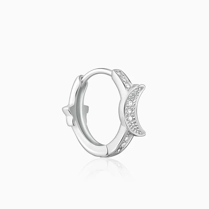 Silver Half Moon Hoop Earrings