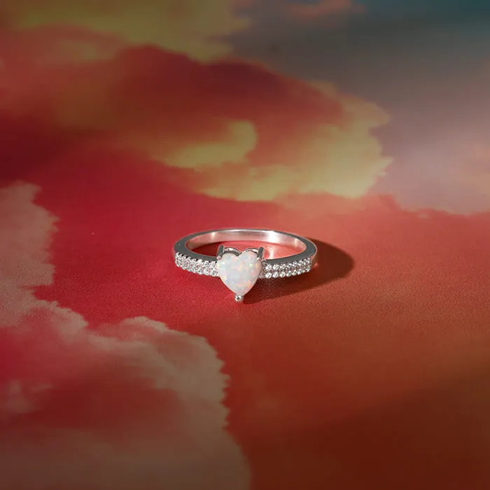 Silver Opal Heart Ring