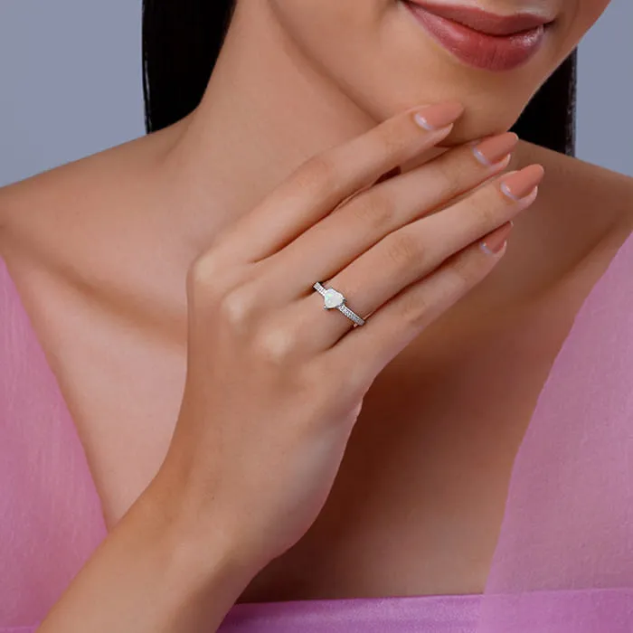 Silver Opal Heart Ring