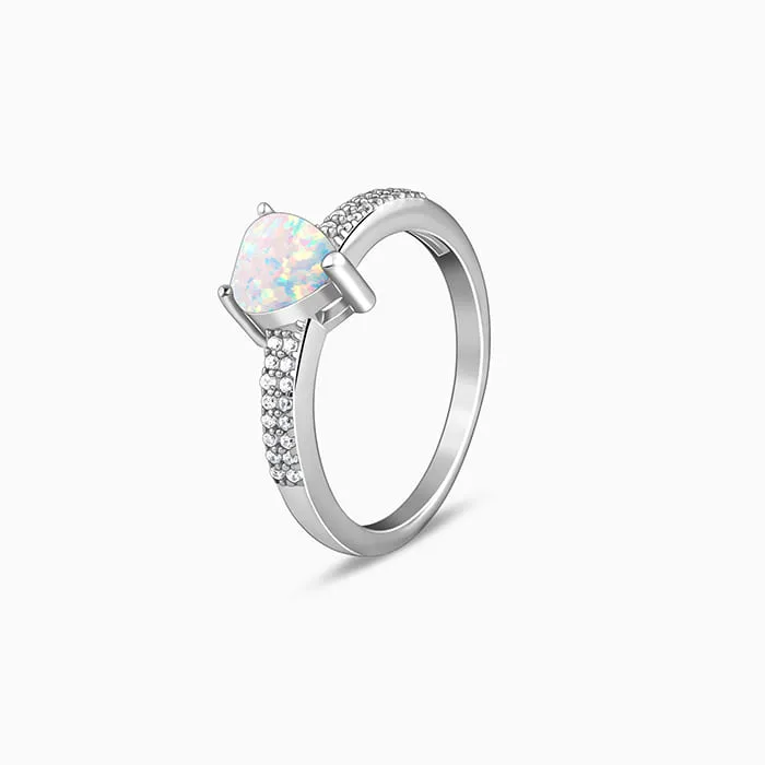 Silver Opal Heart Ring