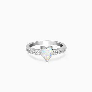 Silver Opal Heart Ring