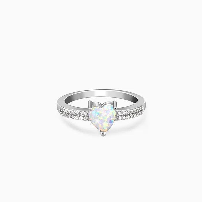 Silver Opal Heart Ring