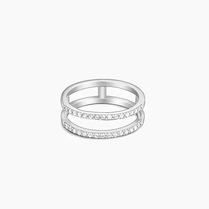 Silver Radiant Heart 2-in-1 Rings