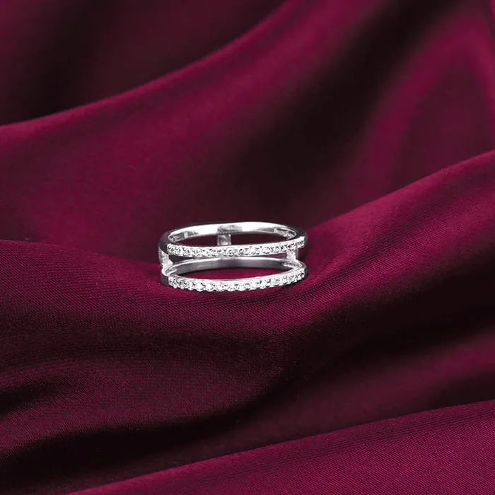 Silver Radiant Heart 2-in-1 Rings