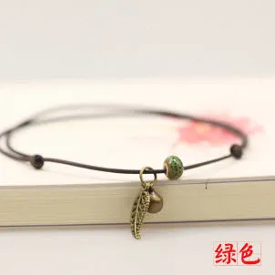 Simple Ceramic Anklets female  original hand-woven fashion anklets leaf ceramic jewelry jewlries wholesale #1023