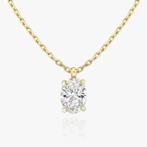 Solitaire Oval 14K Gold Necklace w. Lab-Grown Diamond