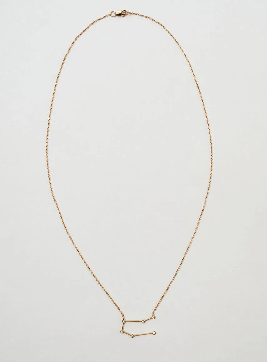 Star Sign Gemini 18K Gold Necklace w. Diamond