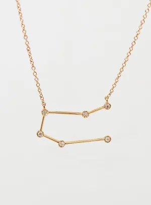Star Sign Gemini 18K Gold Necklace w. Diamond