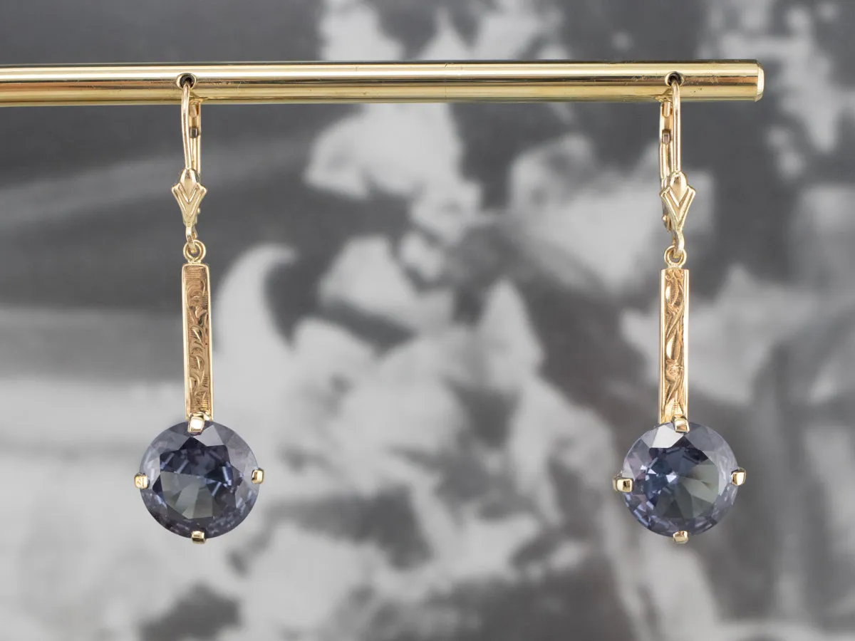 Synthetic Alexandrite Drop Earrings