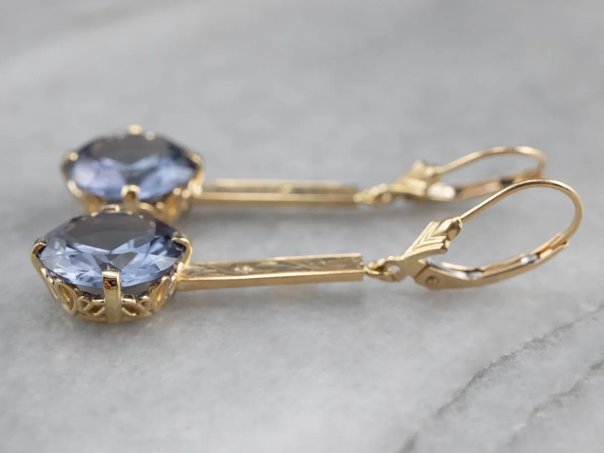 Synthetic Alexandrite Drop Earrings