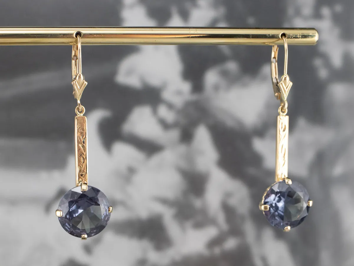 Synthetic Alexandrite Drop Earrings