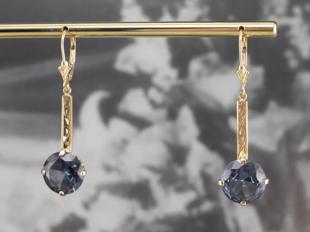 Synthetic Alexandrite Drop Earrings