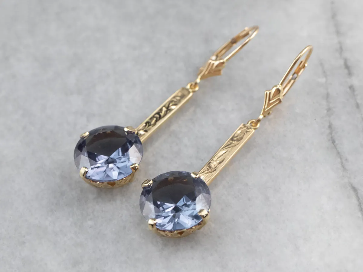 Synthetic Alexandrite Drop Earrings