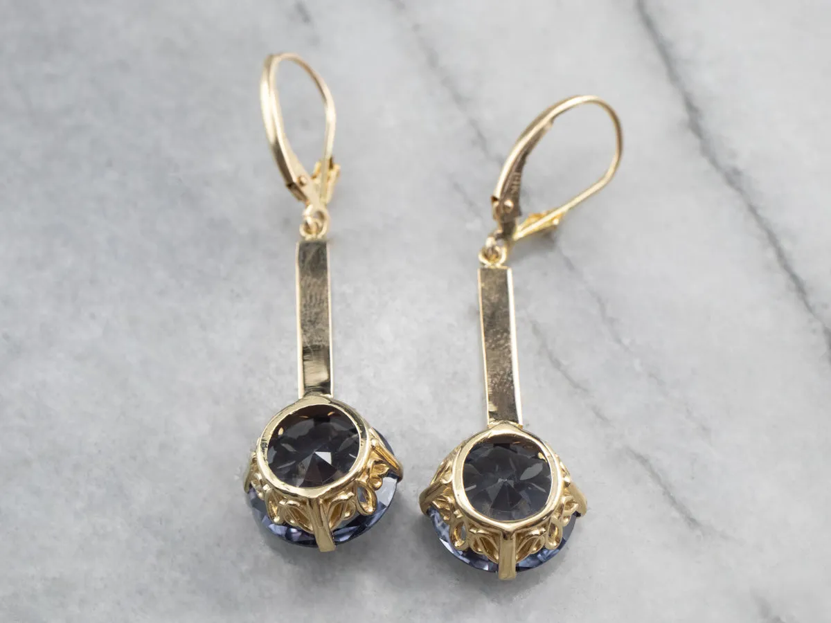 Synthetic Alexandrite Drop Earrings