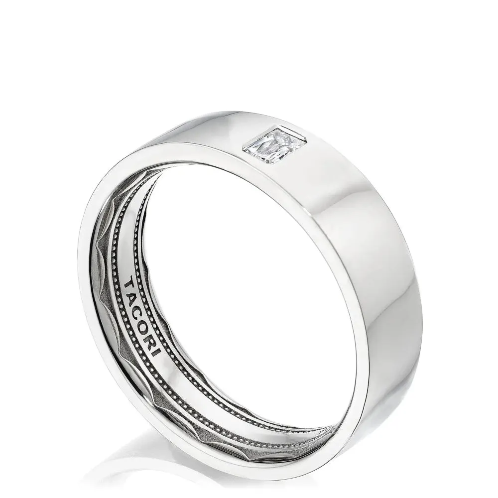 Tacori Bezel Set Diamond Satin Finish Men's Wedding Band