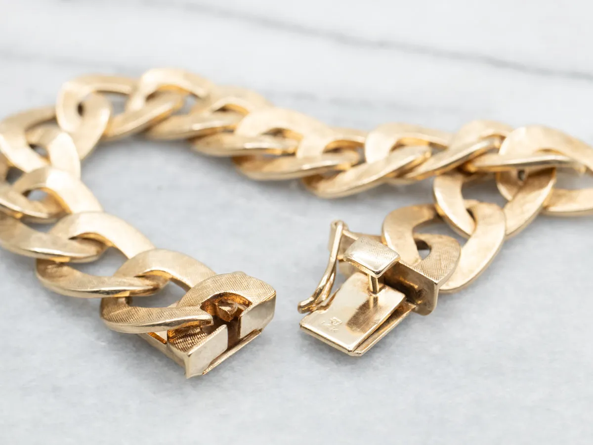 Textured Gold Chunky Curb Link Bracelet