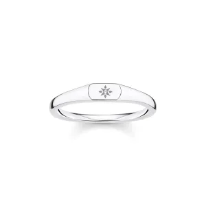 Thomas Sabo Charm Club Sterling Silver CZ Star Engraved Ring