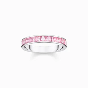Thomas Sabo Sterling Silver Pave Pink Stones Ring