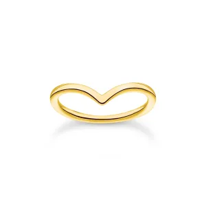 Thomas Sabo Yellow Gold Plated Sterling Silver V-Shape Ring D
