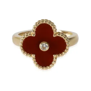 Vintage Alhambra Ring With Carnelian In 18K Yellow Gold, .05