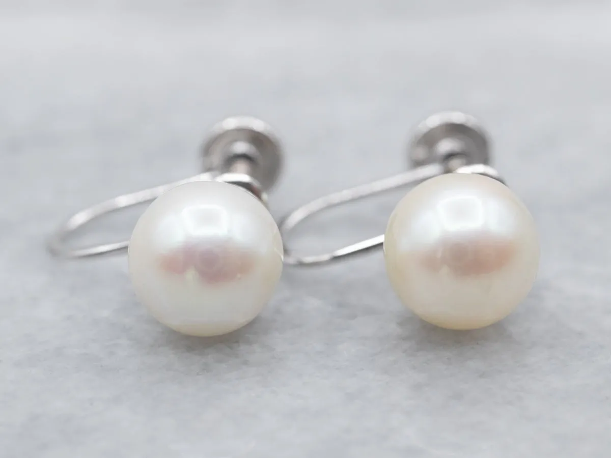 Vintage Pearl Screw Back Earrings