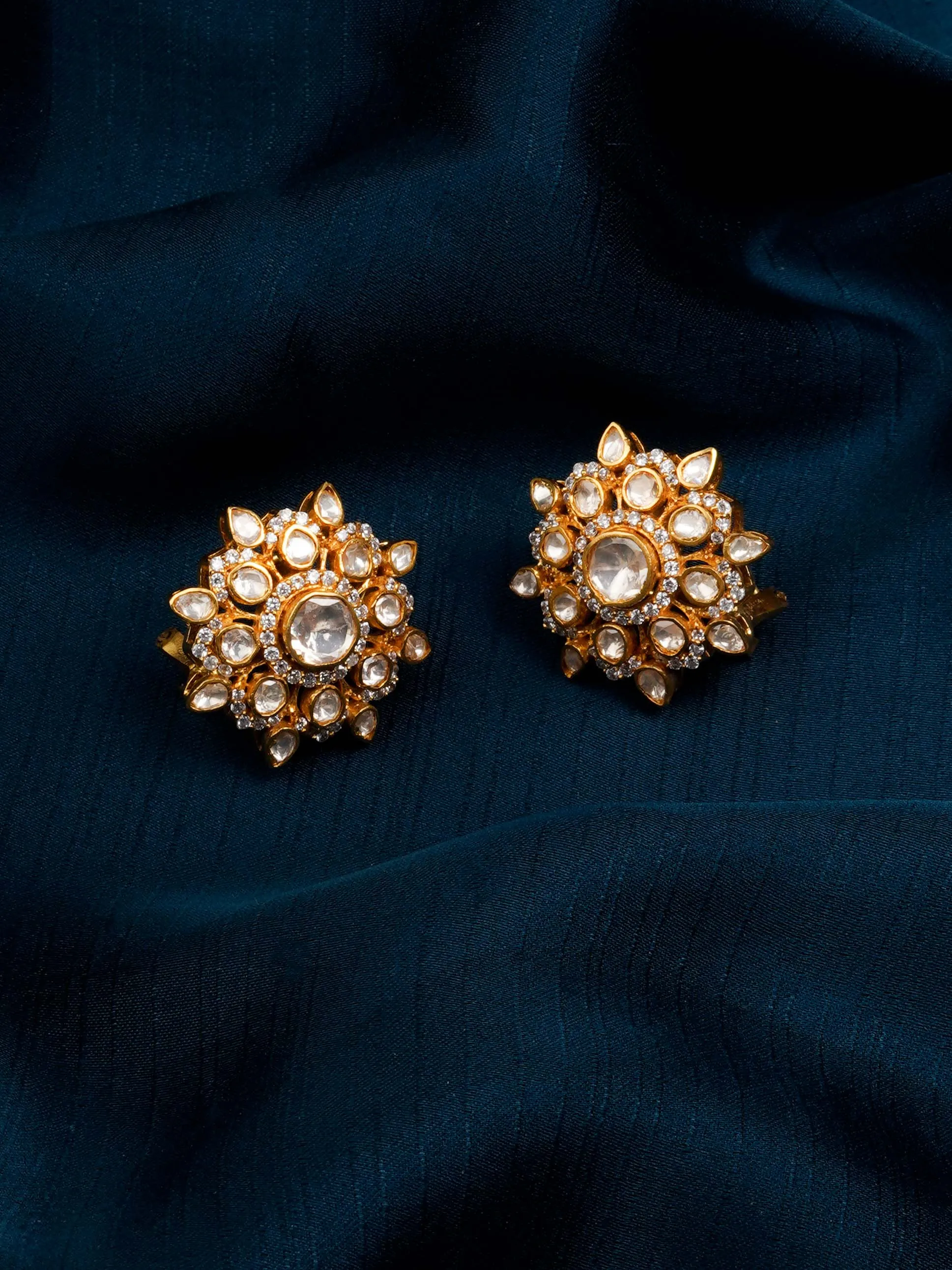 White Color Gold Plated Moissanite Earrings - MO-EAR23
