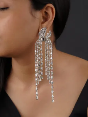 White Color Silver Plated Faux Diamond Earrings - CZEAR548
