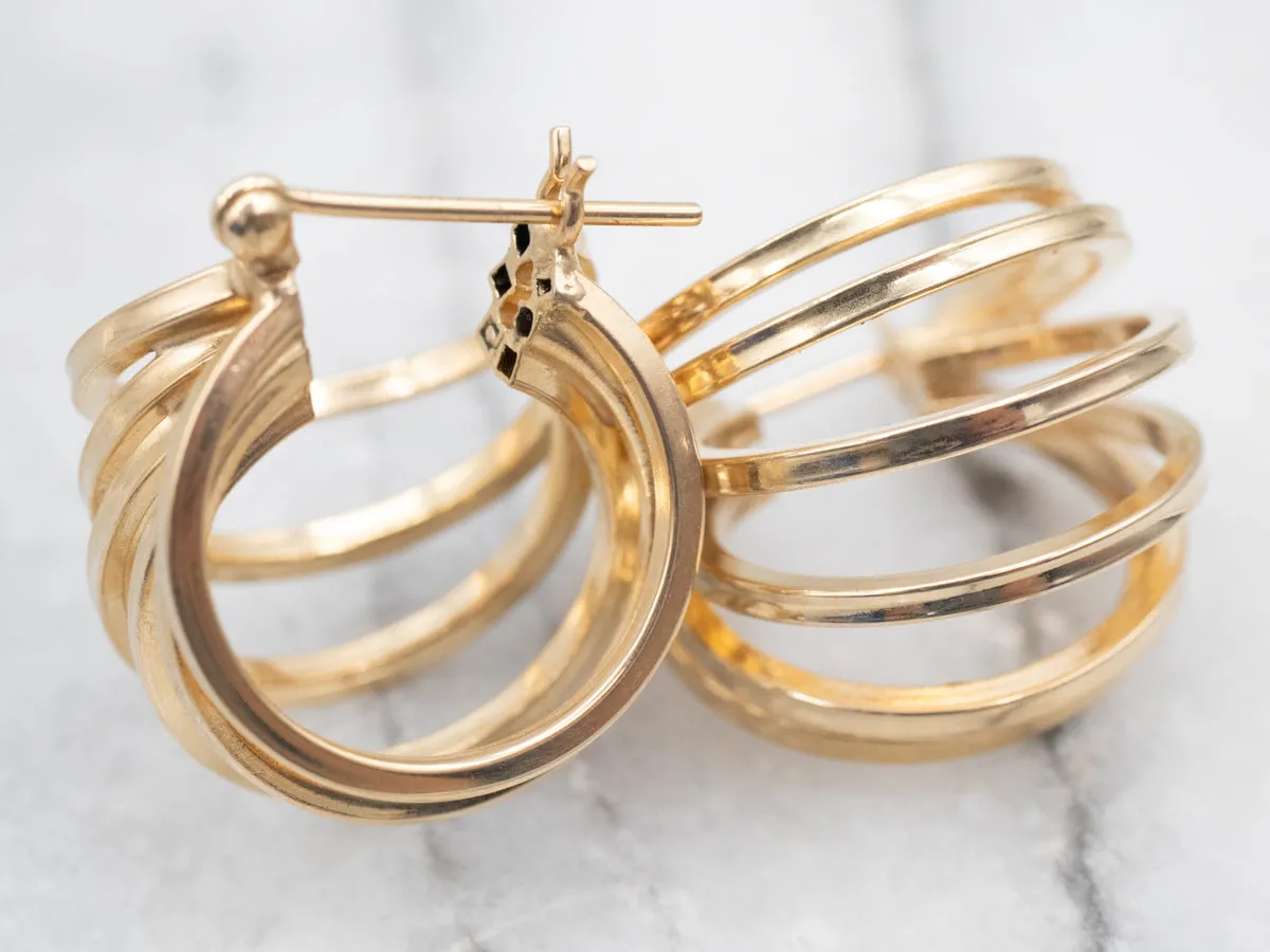 Yellow Gold Multi Hoop Earrings