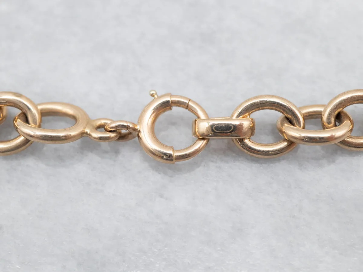 Yellow Gold Oval Link Chain Bracelet